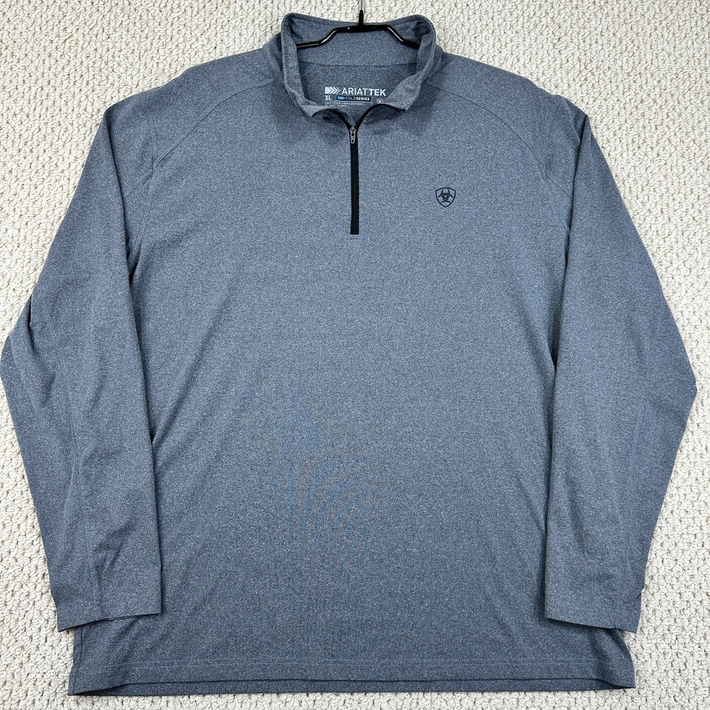 Ariat Tek 1/4 Zip Base layer Top Men XL Gray Cold Series Long Sleeve Performance